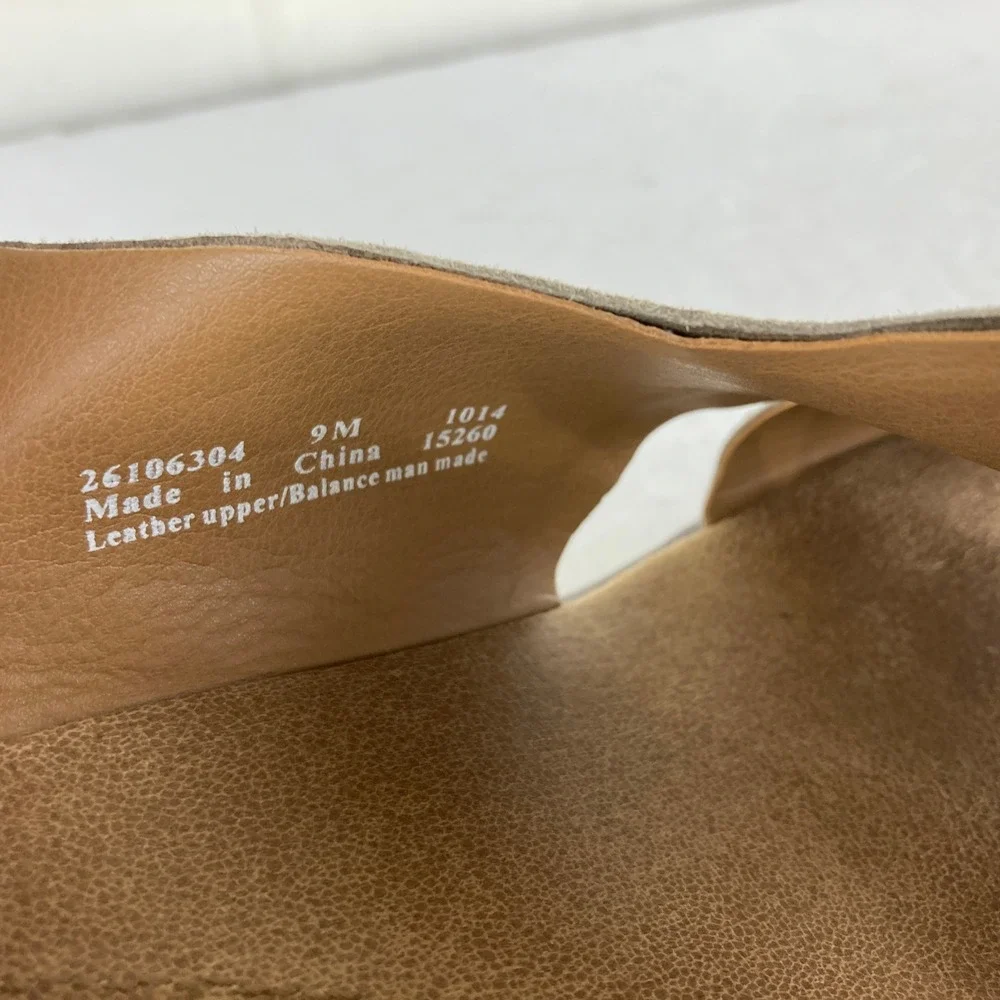 Clarks Wedge Sandals Womens 9M Taupe Grey Leather Cork Platform Slingback - Picture 6 of 8